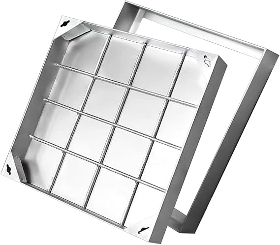 Manhole Cover Square, Invisible Aluminium alloy Inspection, Recessed Manhole Cover and Frame, Stainless Steel Frame Embedded Concrete, Chamber Cover Square Embedded Manhole Lid, for Patios Garden