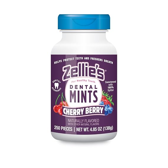 Zellie's | 100% Xylitol Cherry Berry Breath Mints | No Aspartame, Gluten Free, Vegan & Kosher Mints (250 Count - Pack of 1)