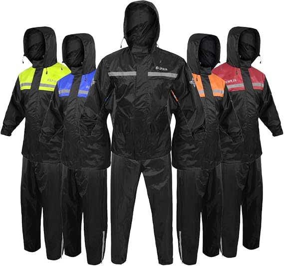 Rain Suit for Men & Women Jackets Pant Gear Reflective Rainsuit Waterproof (BLACK, SMALL)