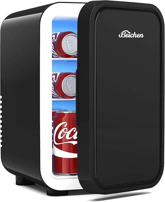 BEICHEN Mini Fridge,6 Liter / 8 Can Small Fridge for Bedroom, Car, Office