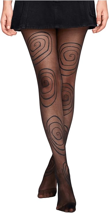 SHENHE Women's Patterned Tights Sheer Thin High Waist Pantyhose Stockings | Y2K Patterned Tights,Skinny,See Through,Mesh High Waist Socks,Footed Stocking,Leggings Pantyhose