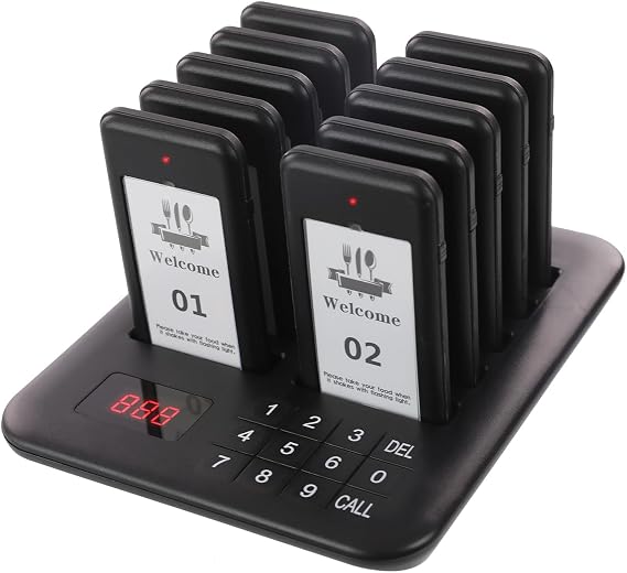 Restaurant Pager System, 10 Buzzers, Pagers for Food Truck