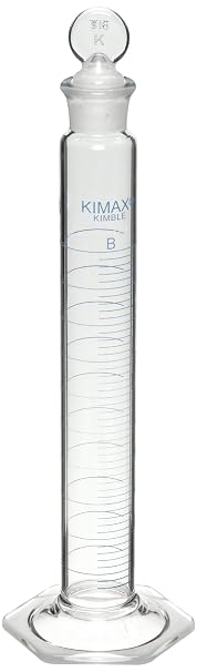 Kimax 20040-10 Glass 10mL, +/- 0.1mL Tolerance, Class B Single Metric Blue Scale Mixing Cylinder, with Glass Stopper (Case of 24)