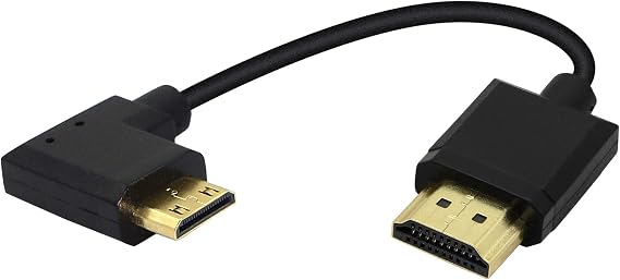 15CM Mini HDMI to HDMI Short Cable, 90 Degree Left Angle High Speed Mini HDMI Male to HDMI 2.0 Male Adapter Support 4k@60HZ YOUCHENG, for Raspberry Pi, Tablet, Camera Etc (L)