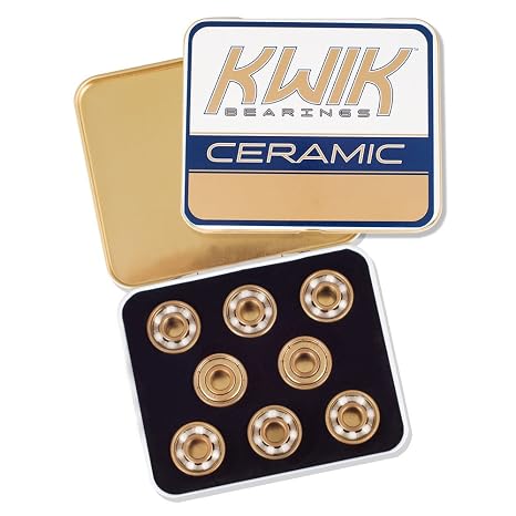 Riedell KwiK Ceramic Bearings - Set of 16 Heat-Treated Alloy Roller Skate Bearings - 8mm