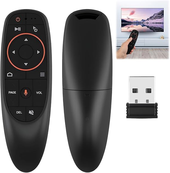 2.4GHz Wireless Air Mouse Remote with Voice Control & Gyroscope | Voice Control, Gyroscope, 2.4GHz Wireless up to 10m, USB Receiver Included, Plug & Play, for Android TV, Windows, macOS, HTPC