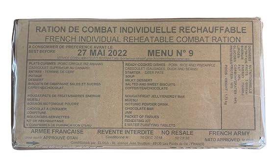 Future Essentials French Military MRE, RCIR, Original Foreign MRE, Menu 9, 24 Hour Ration...