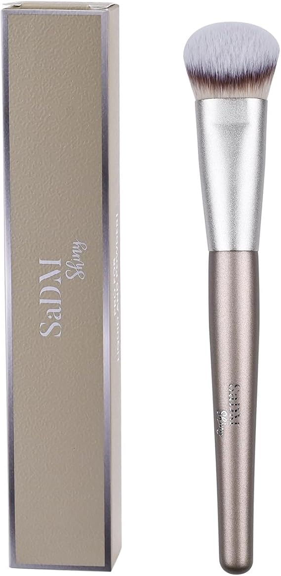Contoured Makeup Brush - Foundation Blender Brush for Powder, Cream, Contour, Bronzer, Blush Blending &amp; Highlighter - Professional Make Up Brush - Full Face Makeup Brush - Vegan &amp; Cruelty Free