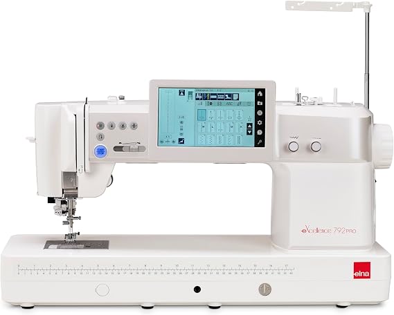 Elna eXcellence 792PRO Professional Inspired Computerized Sewing & Quilting Machine with Full Aluminum Construction, 13" Seamless Flatbed, Accurate Stitch Regulator Included, and Speed up to 1,3000SPM