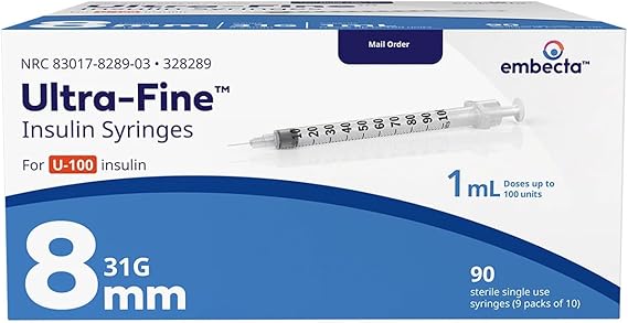 BD Ultra-Fine Insulin Syringes 31G 1cc 5/16" 90/bx