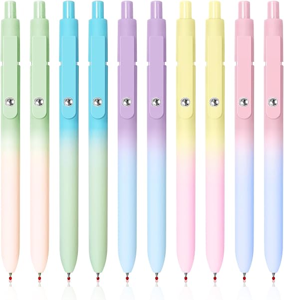 YOXMJDB Gel Pens, 10 Pcs Medium Point Smooth Writing Pens Cute Pens for Women, High-End Series 0.7mm Black Ink Pens for Journaling Note Taking, School Office Supplies (10 Pcs Gradient)