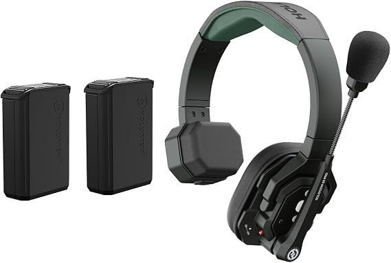 HollyView Solidcom SE Pro Wireless Remote Headset ENC Noise Cancellation Wireless Intercom System 1312ft Team Communication with 3.5mm Single Ear Headset for Movie Shoot Live Show (1.9GHz Version)