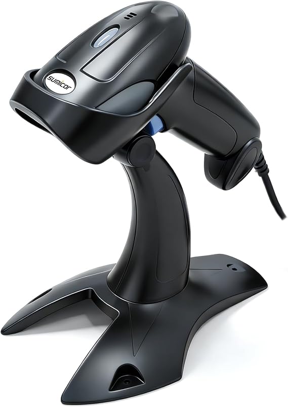 Sumicor 2D USB Barcode Scanner with Stand, Handheld 1D 2D QR Barcode Reader Support Mobile Payment Laptop Screen Scan Wired Bar Code Scanner for Supermarket Retail Store