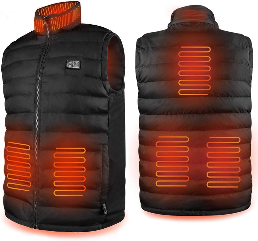 Heated Body Warmer Vest for Man Woman with Power Bank,Heated Gilet with 6 Heat Zones,USB Charging, Washable