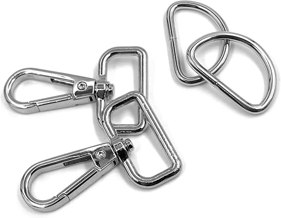 20 Pcs Square Ring Lobster Clasp Claw Swivel with D Rings for Strap Push Gate Lobster Clasps Hooks Swivel Snap Fashion Clips (Silver 1 inch)