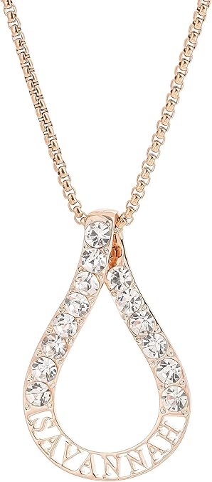 Custom Name Water Drop Pendant Necklace Personalized Nameplate Cute Crystal 3D Carving Personalized Name Pendant Necklace for Women