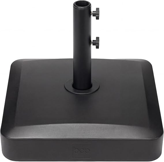 Best Choice Products 55lb Fillable Umbrella Base Stand, Plastic Patio Umbrella Stand with Pole Holder, Adjustment Knob for Outdoor, Lawn, Deck, Asscher Design - Black