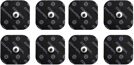 Compex | Bag of 4 Black Electrodes 5x5 cm with 1 Snap connector | Compatible electro muscle stimulators Wired and Wireless