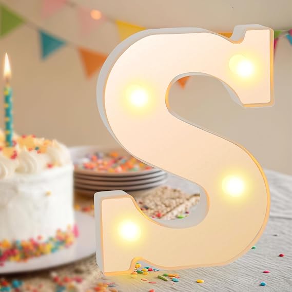 Light Up Letters, LED Letter Light, LED Alphabet Lights, Warm White Light Up Alphabet Sign, Gifts for Girls Women Party Birthday Decorations Night Light Christmas Valentine Decor (Letter-S)
