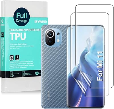 Ibywind 2 Pcs Screen Protector For Xiaomi Mi11 5G 6.81,Flexible TPU Film,With 1Pc Camera Lens Protector,1Pc Back Film,Bubble Free[Easy to install]