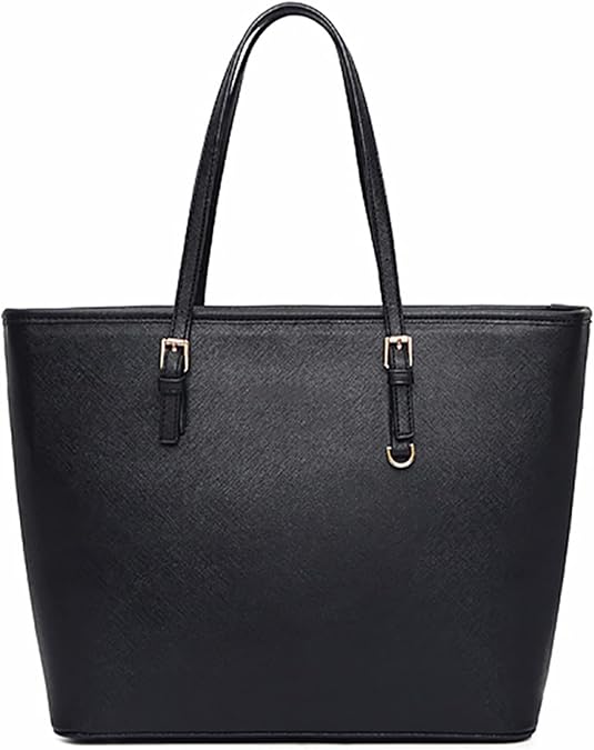 Women Tote Bag Black Handbag: Ladies Handbags Shoulder Bags Large Faux Leather Designer Handbags Top-Handle Bags Purse with zip Fashion Big Compartments Shopper Bag for School Work Casual (Black Set)