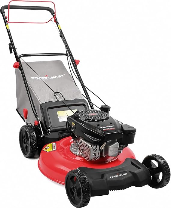 PowerSmart 21-Inch 3-in-1 Gas Self-Propelled Lawn Mower,170CC OHV Engine,Bagging/Mulching/Rear Discharging, 6 Cutting Heights, Durable Steel Deck, Rear-Wheel Drive, for Garden, Yard,