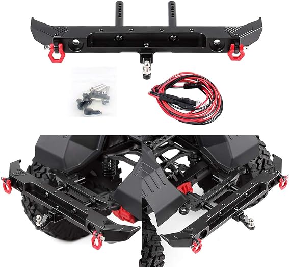 INJORA Rear Metal Bumper for 1:10 RC Axial SCX10 III AXI03007 (Black)