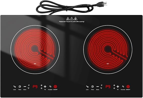 Electric Cooktop 2400W Electric Stove 2 Burner 24" Hot Plate Double Burner