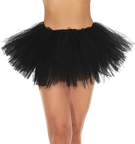 Black Tutu Skirt - Tulle Tutu for Women & Teens, Cosplay & Dance Costume
