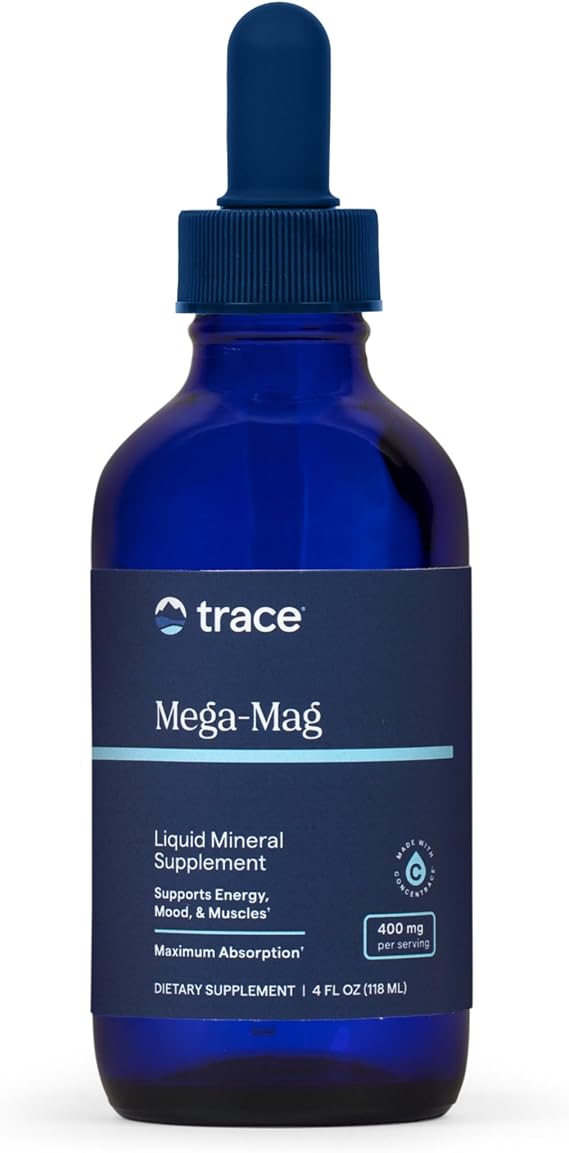 Trace Minerals Mega-Mag Ionic Magnesium Liquid Drops Supplement, 4 fl oz | Ionic form for high bioavailability, Supports 300+ biochemical reactions, Enriched with potassium, Up to 4 mL daily