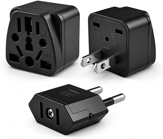 2 Pack UK to US Plug Adapter, US to Europe Plug Adapter for Travel