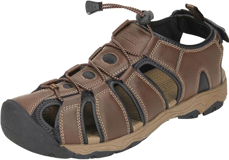 Khombu mens Hal Fisherman Sandals Waterproof, Protective Bump Toe Adjustable Fit Mens Summer