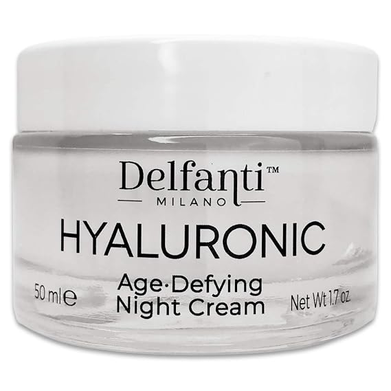 Delfanti Milano HYALURONIC AGE DEFYING NIGHT CREAM Face and Neck Moisturizer Made in Italy