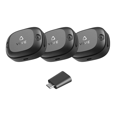 HTC Vive Ultimate Tracker 3 Pack + Dongle - VR Full Body Tracking - Compatible with SteamVR, Vive XR Elite, Meta Quest Virtual Reality Headsets