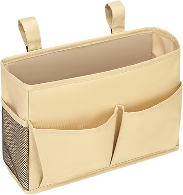 Camping Armrest Storage Bag, Thick Cotton Linen Lawn Chair Bag with 5 Pockets, Back Buckle Cotton Linen Beach Chair Storage Bag, Side Hanging Bag for Beach ChairFold up Chair Yellow