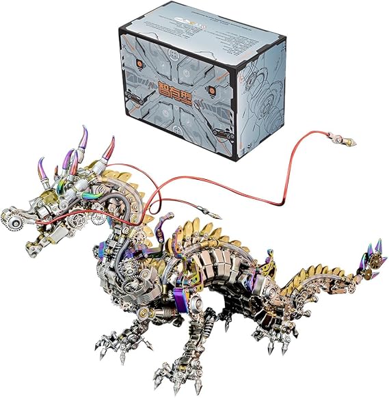 3D Steampunk Metal Mechanical Worshipful Dragon Model, 3D Metal Puzzle DIY Craft Kit for Adults Stress Relief, Great Gifts for Teens and Adults, 2030PCS