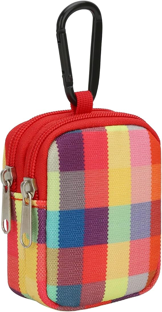 E-Tree Coin Purse with Carabiner Clip, Dual Layer Card Case Holder, Mini Pouch for AirPod Earphone Keychain USB Cable,Wallet, Small Accessories Organizer Bag for Women and Men (Colorful)