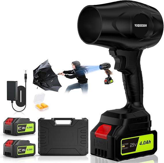Electric-Cordless-Leaf-Blower - 400000RPM Handheld Leaf Blower - 1 X 4.0Ah Batteries and Charger Included, Lightweight Leaf Blower for Patio Cleaning