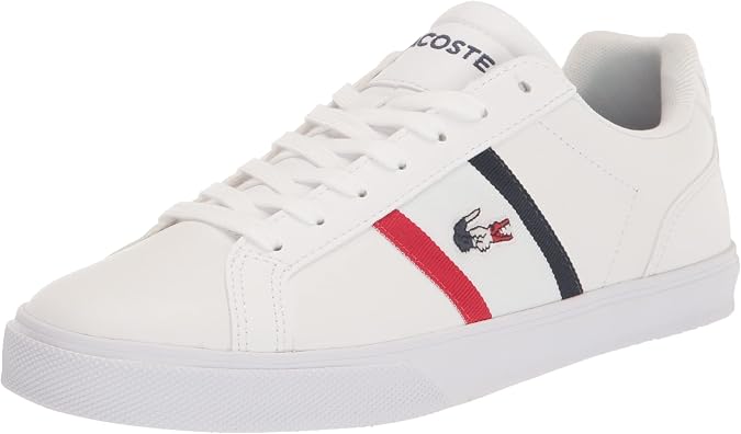 Lacoste Men's Lerond Sneaker, White/Navy/Red, 7