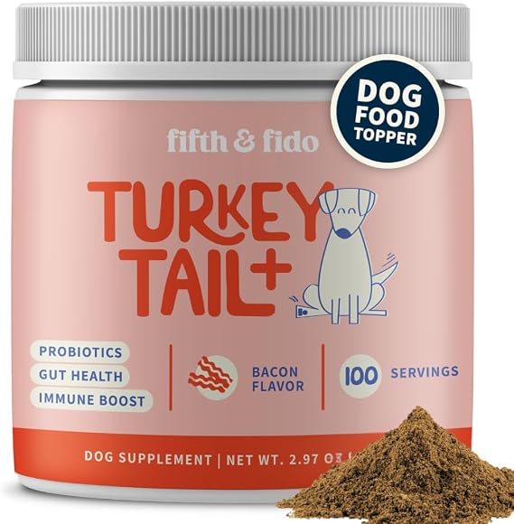 Turkey Tail Mushroom for Dogs, Bacon Turkey Tail+ Fifth & Fido