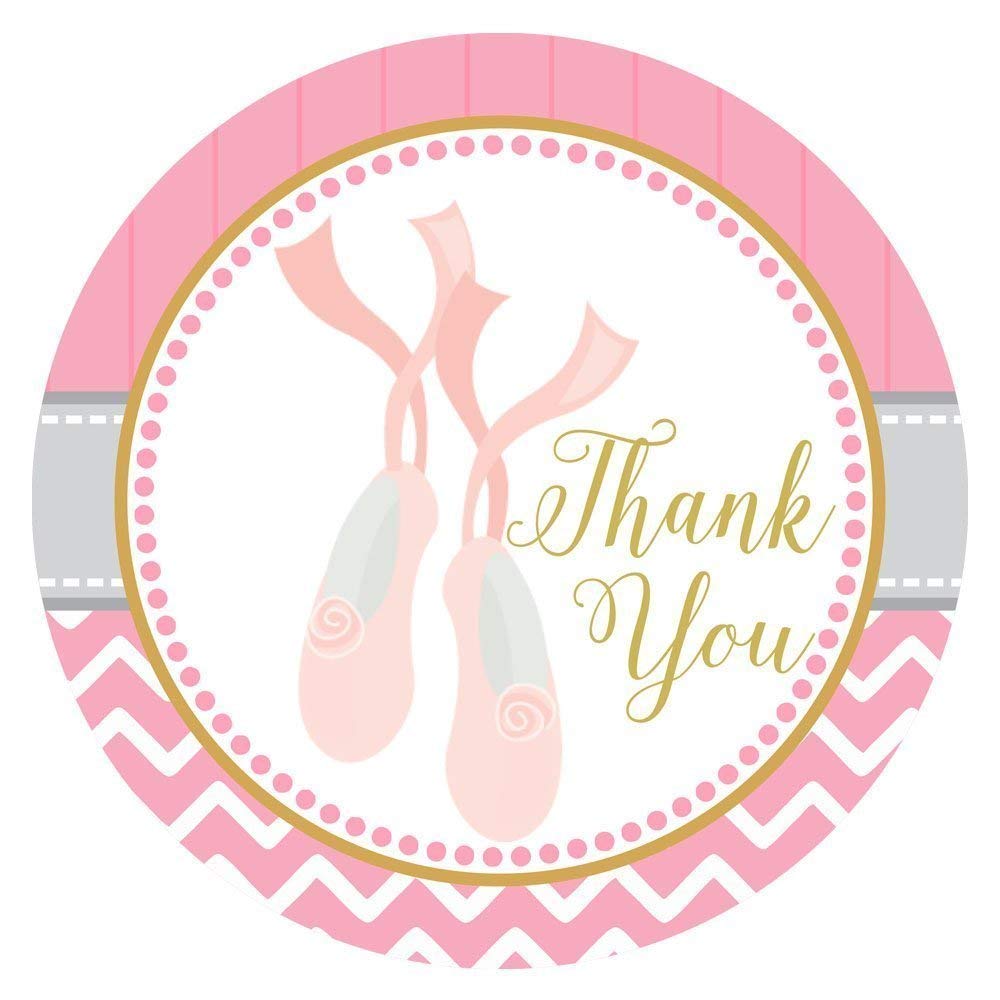Ballerina Shoes Thank You Sticker Labels - Birthday Baby Shower Ballet Recital Party - Set of 30