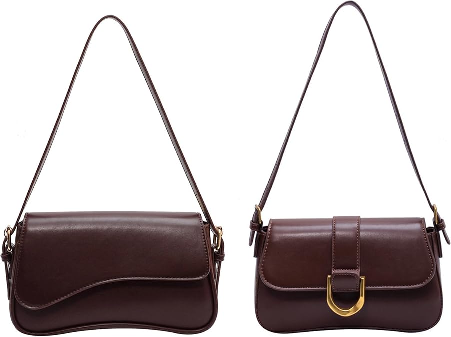 Amszke Shoulder Bag for Women Trendy Crossbody Purse (Coffee)