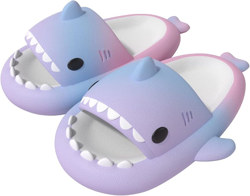 ChayChax Boys Girl Cloud Shark Slides Non-Slip Novelty Open Toe Sandals Extremely Comfy Cushioned Thick Sole Cute Cartoon Shower Slippers Indoor & Outdoor