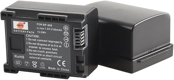 DSTE 2pcs BP-808 Battery Compatible with Canon FS406 HF100 HF M300 HF S100 HF S200 FS36