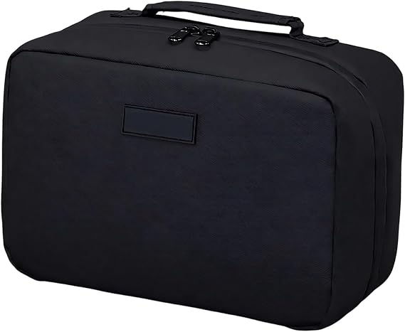 Black Men'S Toiletry Bag, 11.4 In Leather-Like Dopp Kit, Portable Travel Organizer With Handle & Multiple Pockets, Water-Resistant