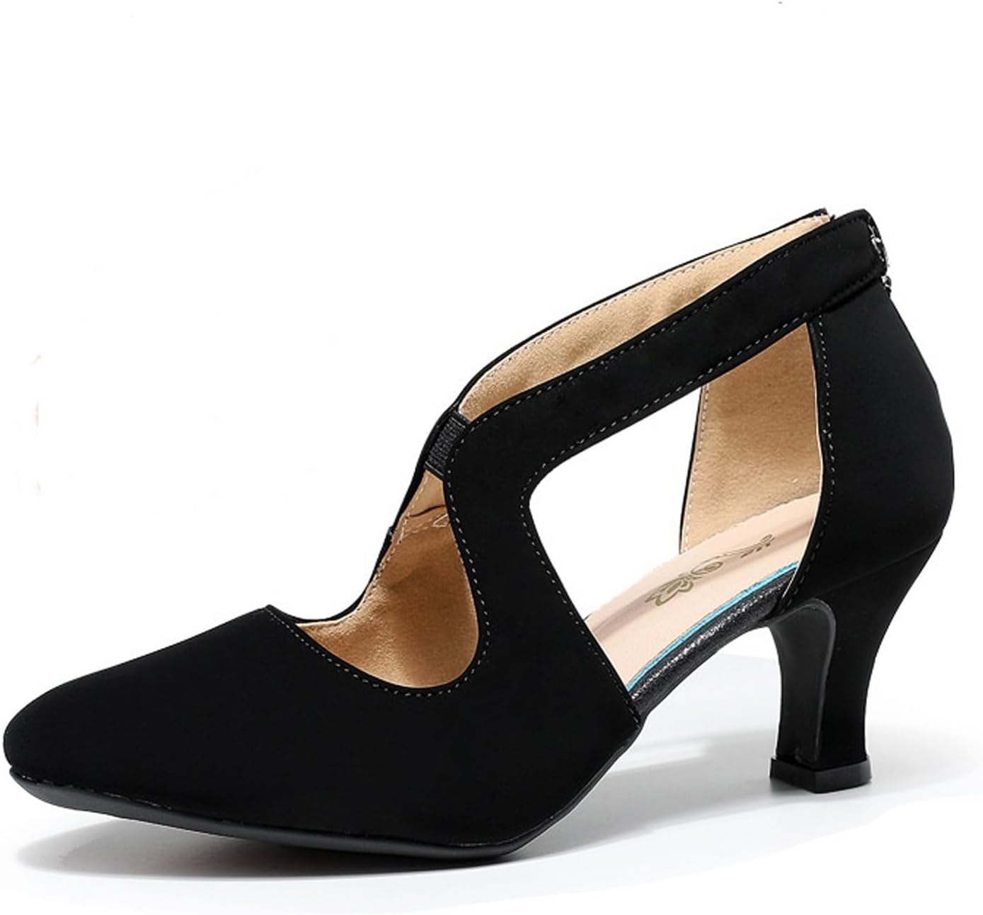 Womens Dance Shoes Ultrasuede Low Heel Pumps 2 inch Round Toe Kitten Wedding Party Dress Shoes