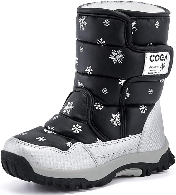 DADAWEN Girls Boys Snow Boots Winter Outdoor Waterproof Slip Resistant Cold Weather Shoes (Toddler/Little Kid/Big Kid)