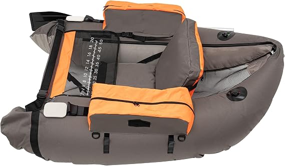 Fishing Boat Outdoor Fishing Boat 53.5 * 41in Portable Inflatable Fishing Boat w/90-180 Adjustable Backrest, Hand Air Pump, Oar & Fin, 130kg/286.6lbs Load Capacity