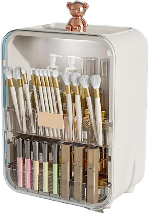 Cosmetics Storage Box, Cosmetic Storage, Desktop Dresser Lipstick, Skin Care, Figurine Shelf, Large Capacity, Dustproof, Stylish, Tabletop Storage Shelf, Small Items, Clear Organizer Shelf