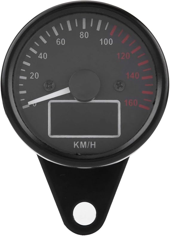Tyenaza Universal Motorcycle Speedometer, 0~160KM/H Motorcycle Digital LED LCD Speedometer Tachometer Speed Gauge Retro Black